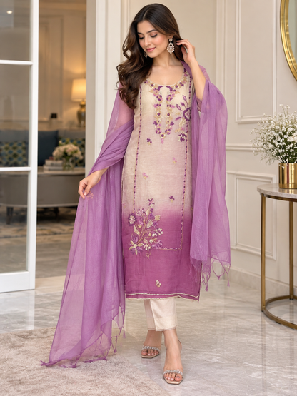 LAVENDER DREAM UNSTITCHED COTTON SUIT SET