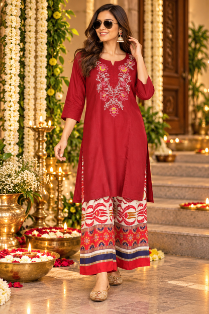 MAROON READY TO WEAR CO-ORD SET