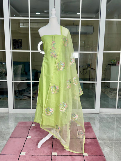 LIME BLOSSOM COTTON UNSTITCHED SUIT SET