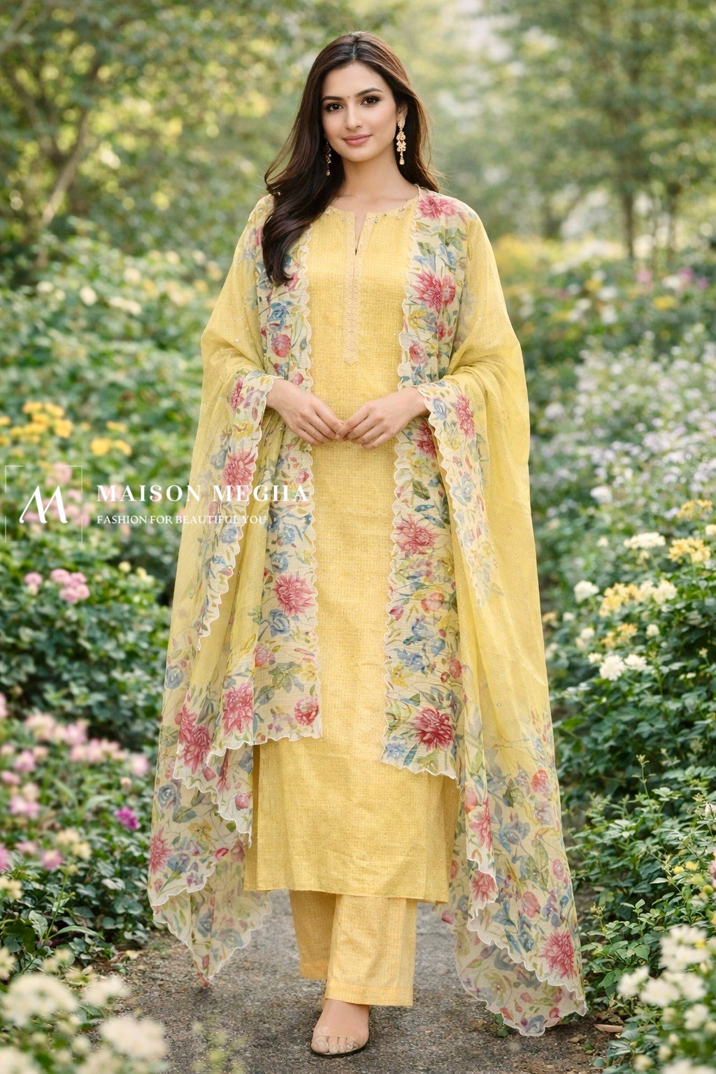 LIME KOTA 3PC UNSTITCHED SUIT SET