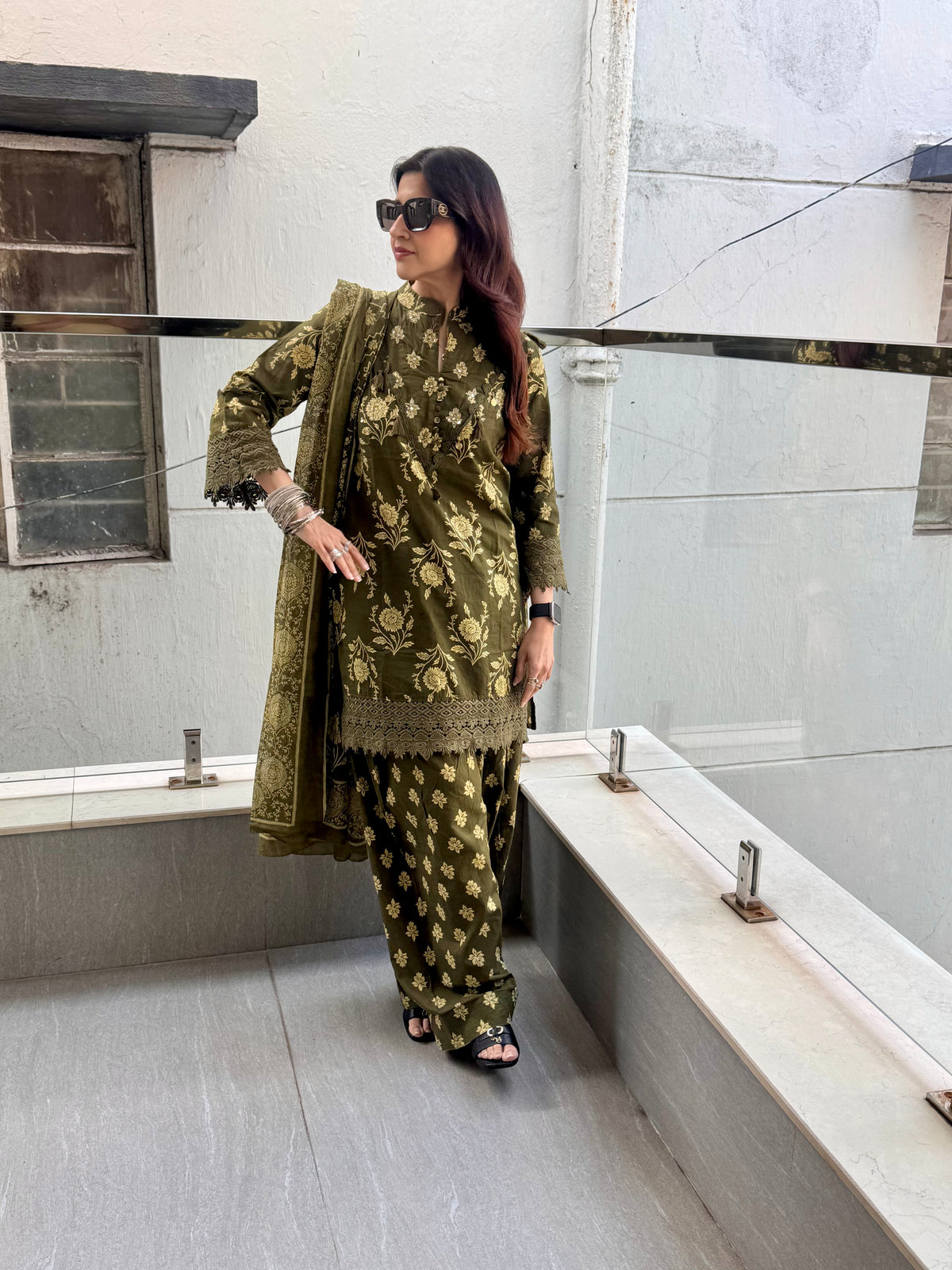 OLIVE GREEN READY TO WEAR SUIT SET