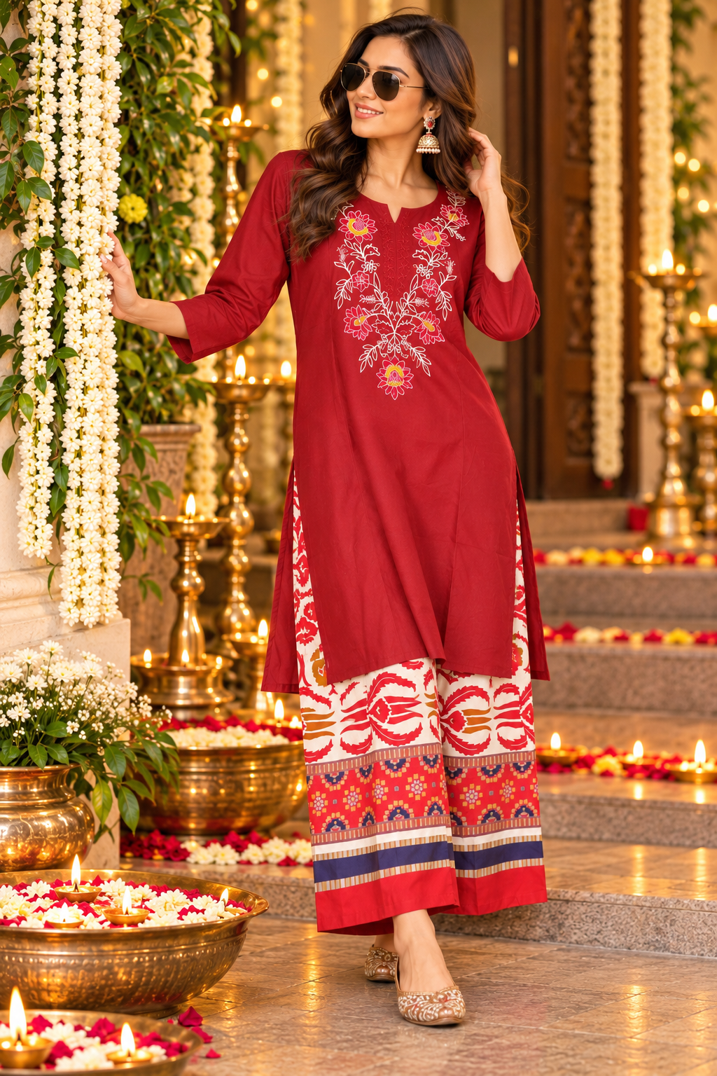 MAROON READY TO WEAR CO-ORD SET