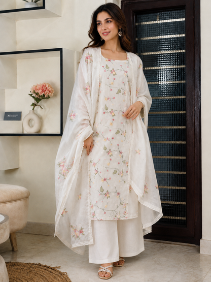 BLOOMING VINES COTTON UNSTITCHED SUIT SET