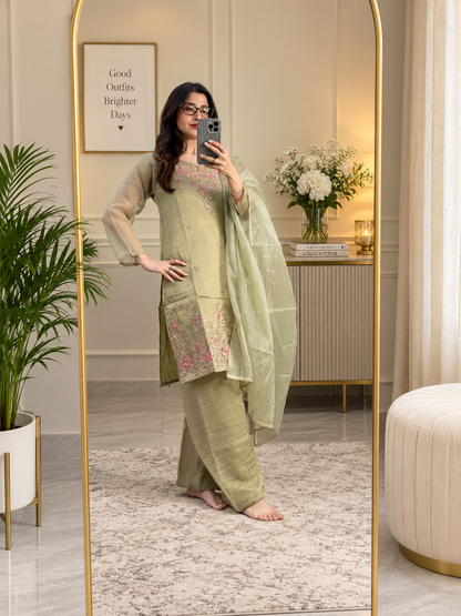 ORGANZA FANCY STITCHED SUIT SET