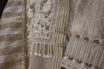 CHAMPAGNE LUXE ORGANZA STITCHED SUIT SET