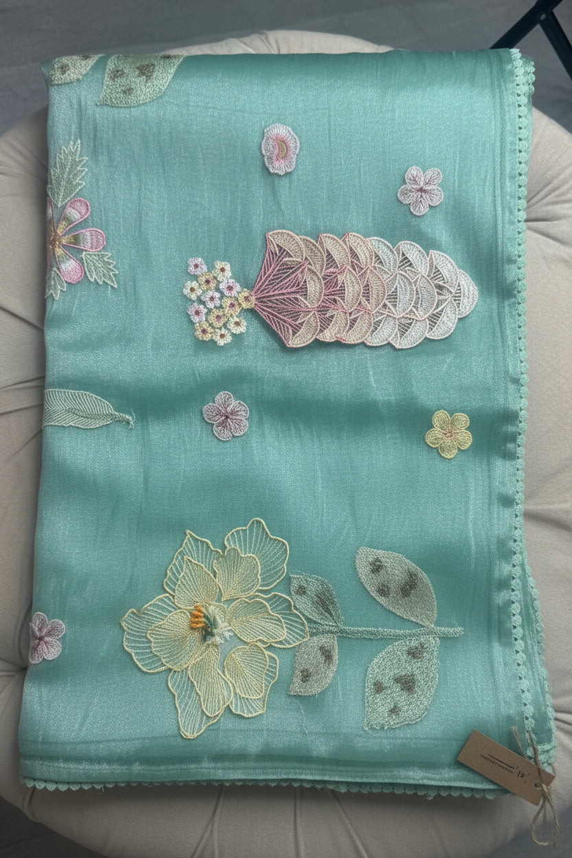 Green organza tissue saree