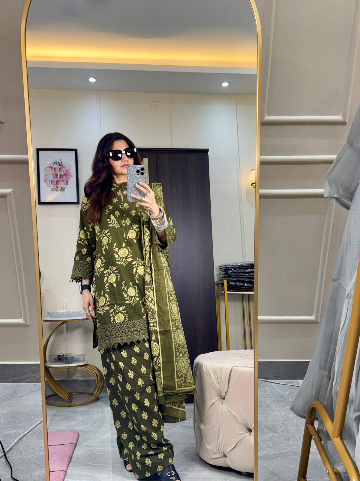 OLIVE GREEN READY TO WEAR SUIT SET