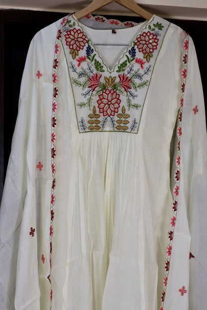 ROSY BLOOM MUL CHANDERI STITCHED SUIT SET