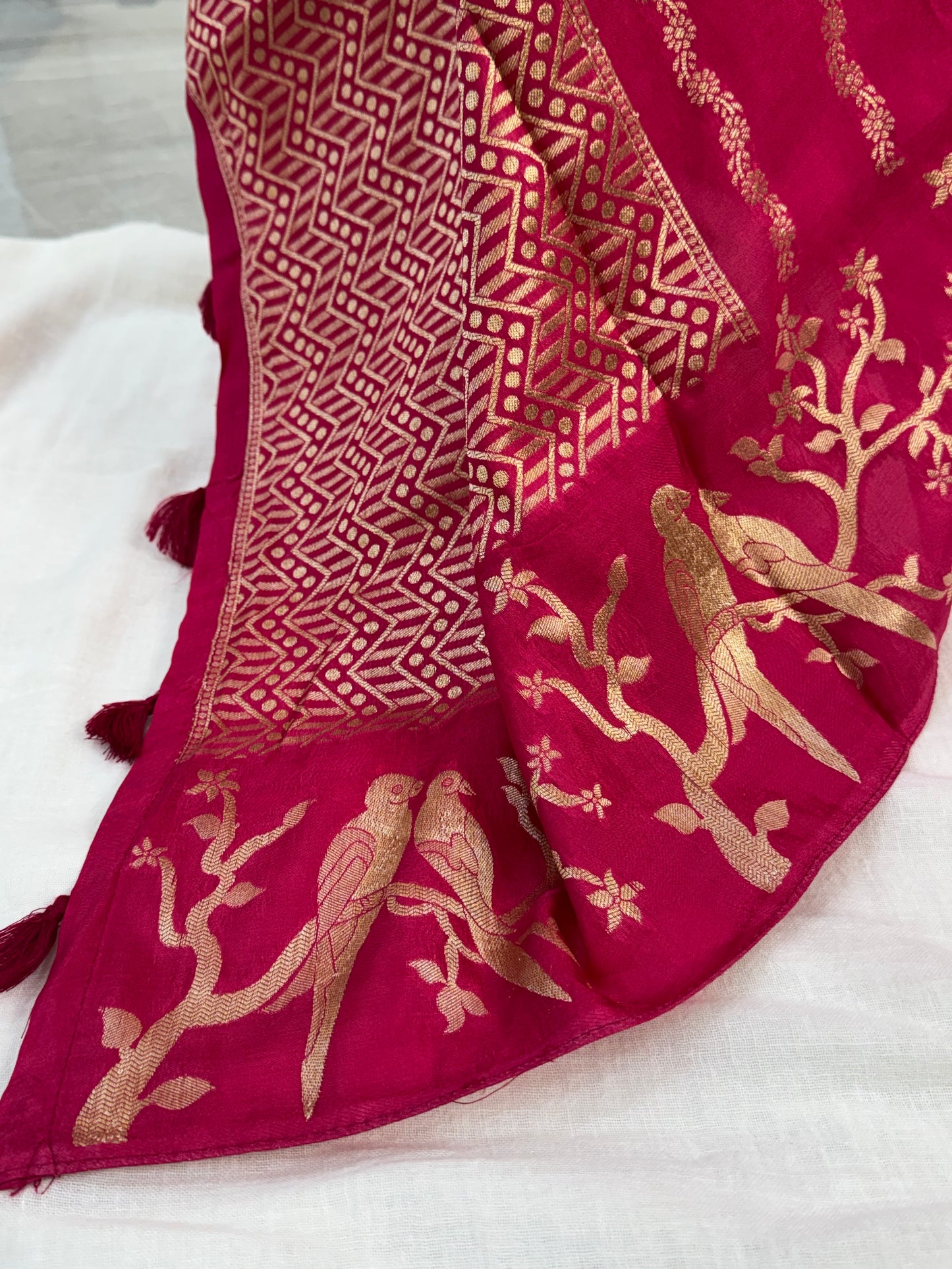 Rani pink silk saree