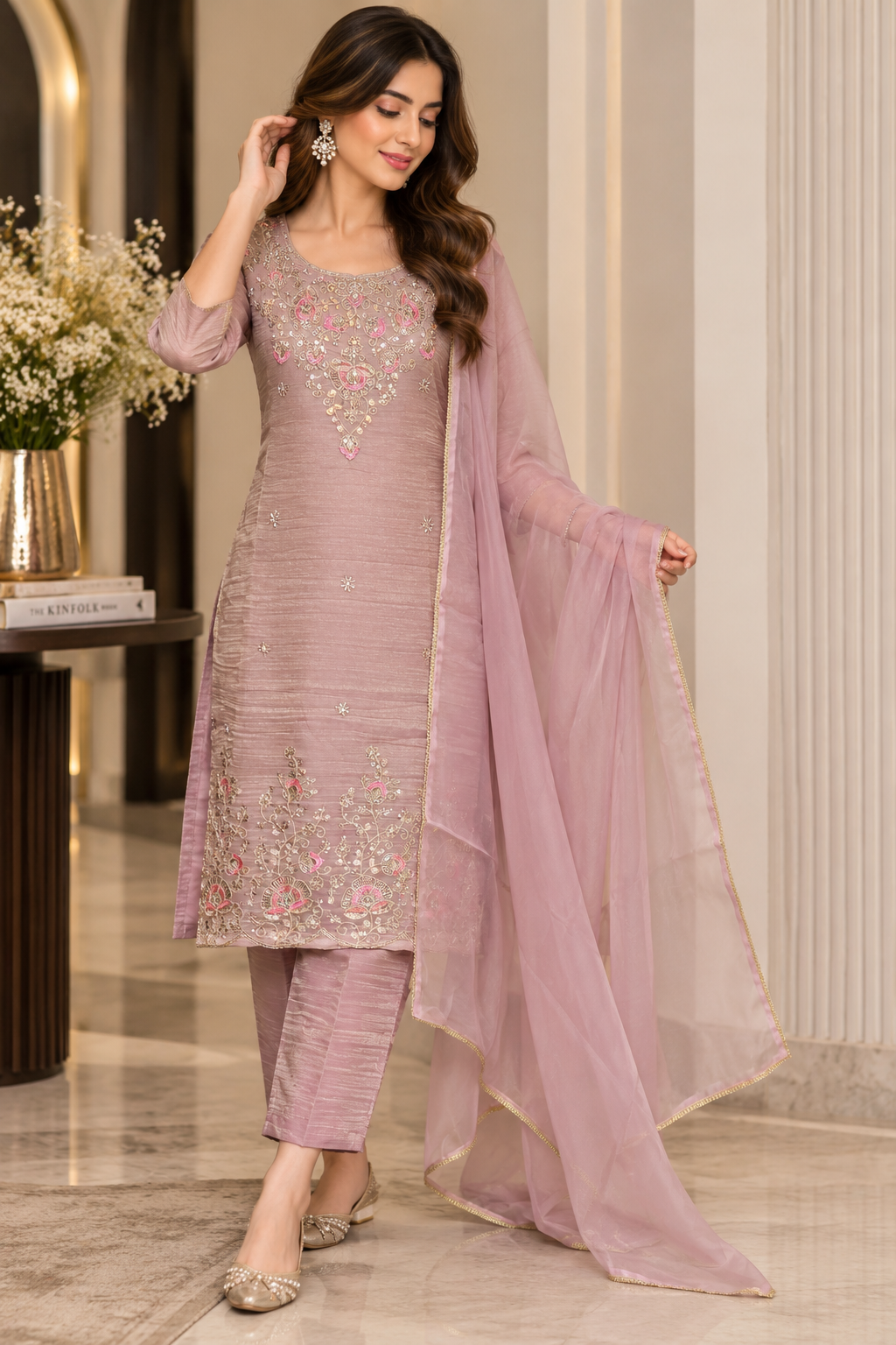 ORGANZA FANCY STITCHED SUIT SET