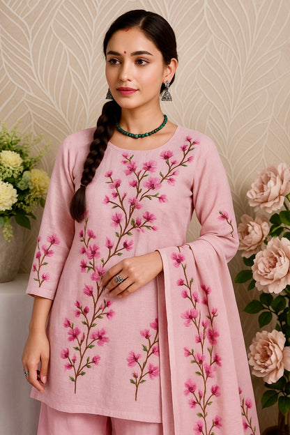 PINK KOTA 3PC UNSTITCHED SUIT SET