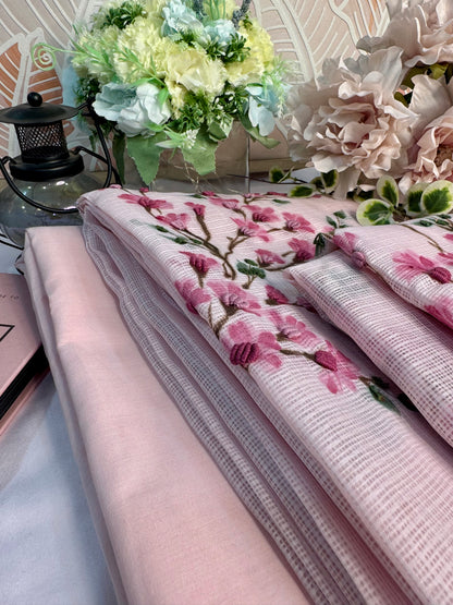 PINK KOTA 3PC UNSTITCHED SUIT SET