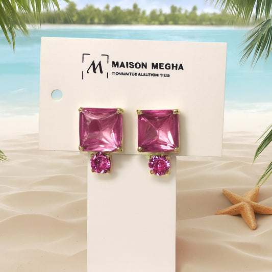 Pink crystal earrings