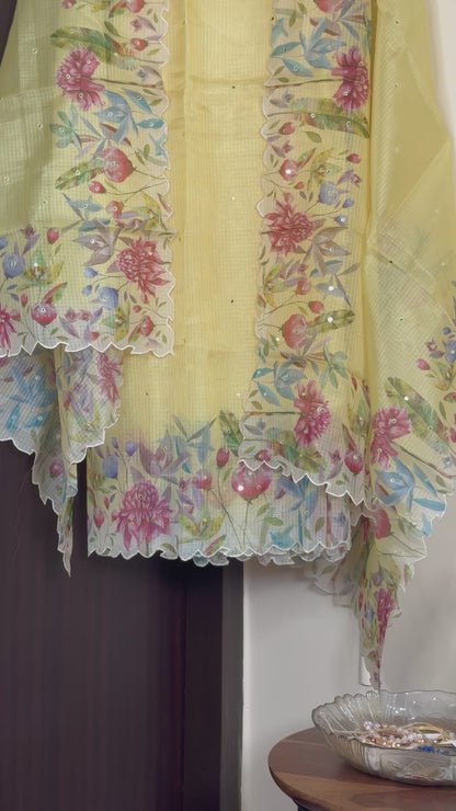 LIME KOTA 3PC UNSTITCHED SUIT SET