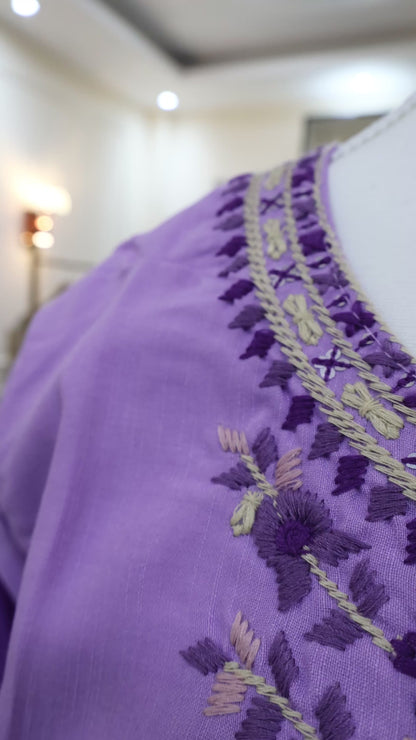 LAVENDER LOVE COTTON STITCHED SUIT SET