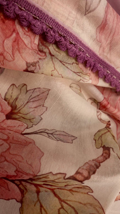 BLUSH PINK FLORAL COTTON UNSTITCHED SUIT SET